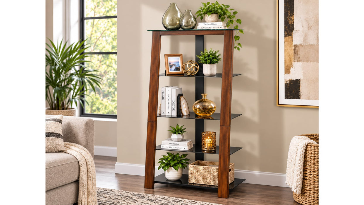 Zeta Brown Wood Bookcase