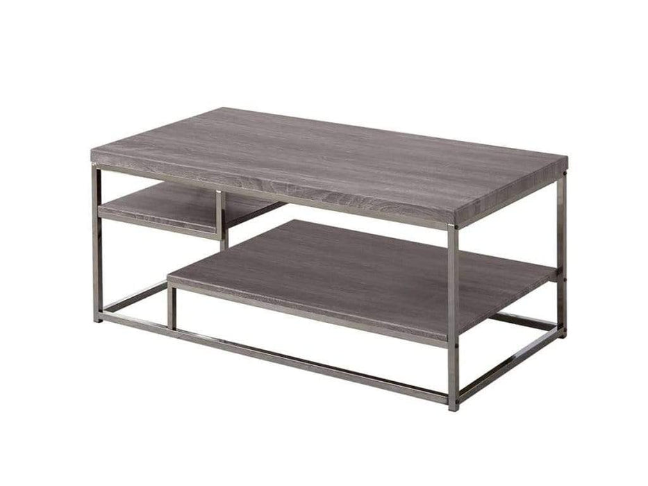 70372 Gray Wood And Metal Coffee Table