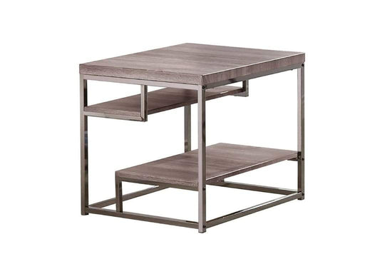 70372 Gray Wood And Metal End Table