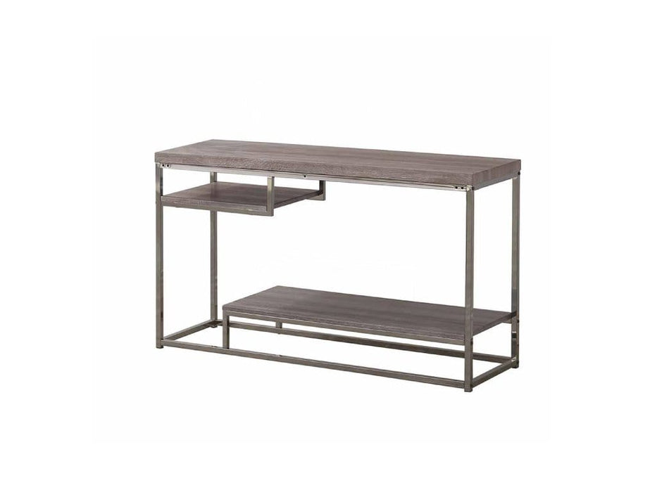 70372 Gray Wood And Metal Sofa Table