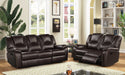 8085 Brown Faux Leather Reclining Sofa And Loveseat Set