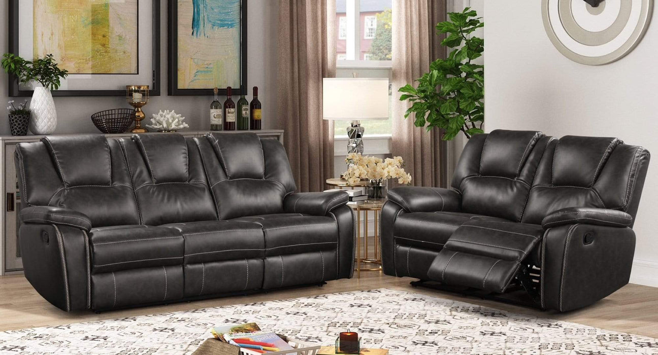 8086 Gray Faux Leather Reclining Sofa And Loveseat Set