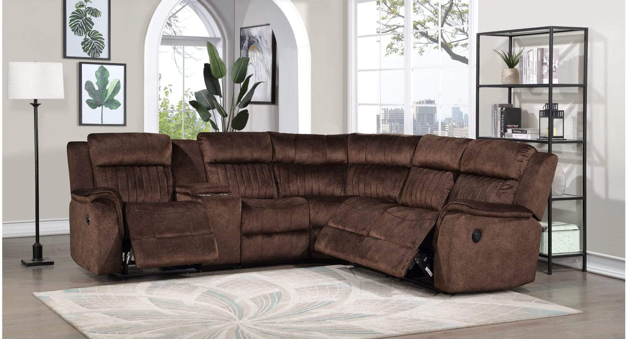 8176 Brown Fabric Recliner Sectional Sofa
