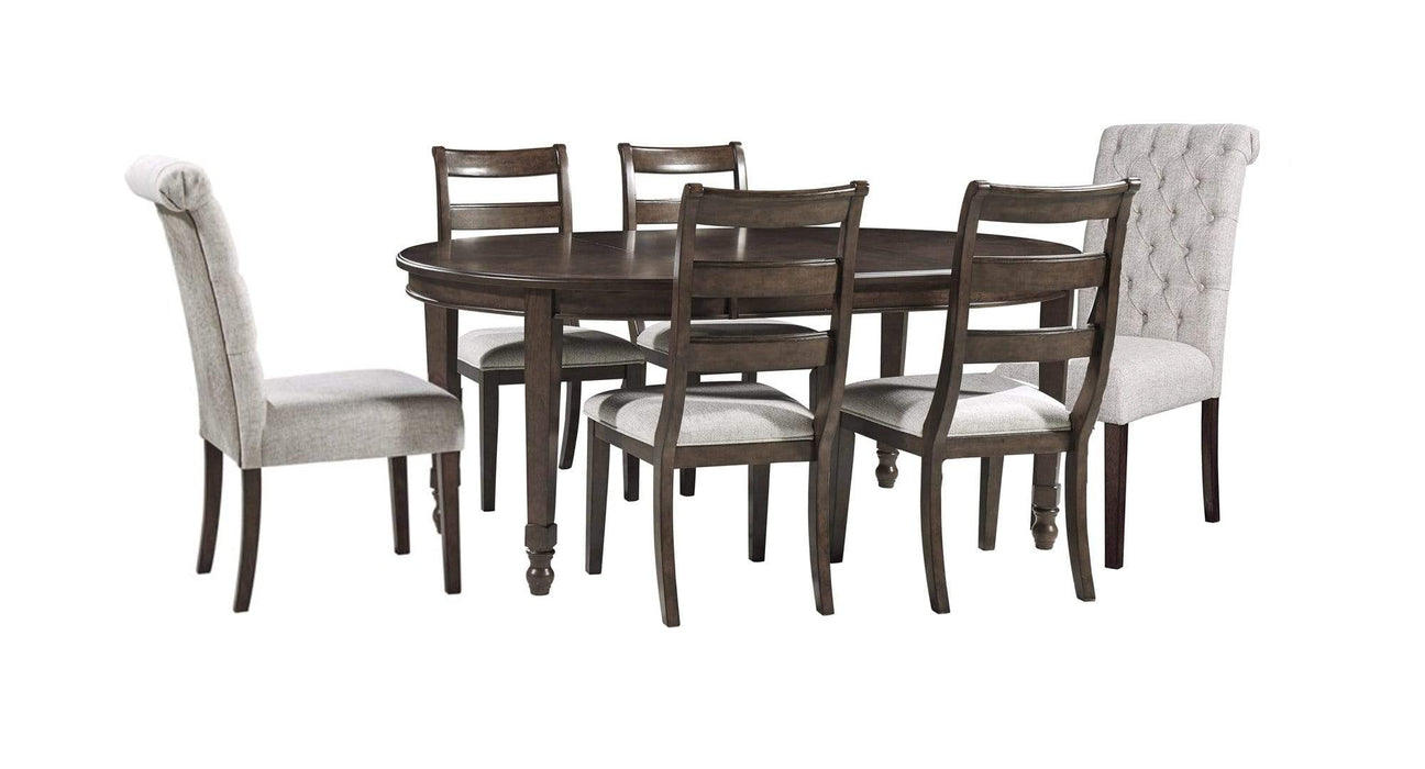 Adinton Brown Wood Standard Height 7pc Dining Table & Chair Set