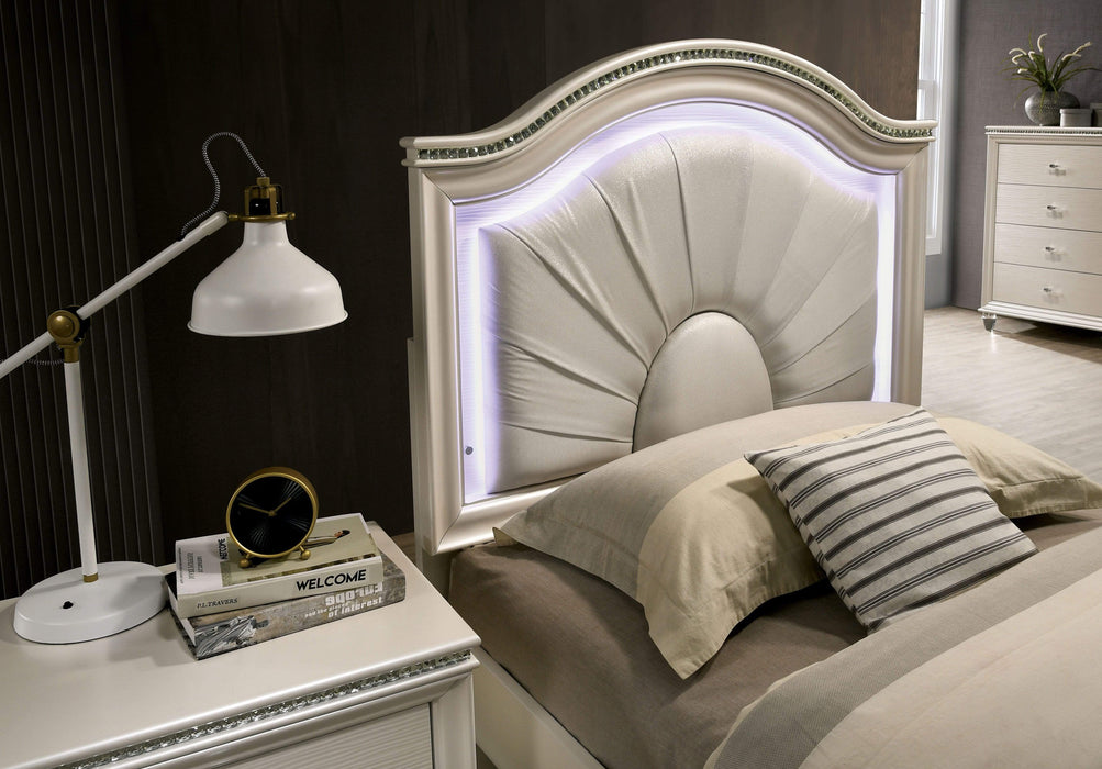 Allie White Wood And Upholstered Twin Bed