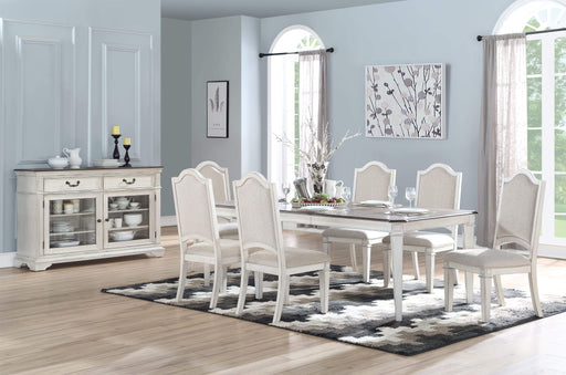 Anastasia White Wood Standard Height 7pc Dining Table & Chair Set