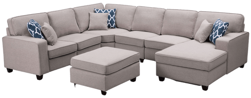 Anaya Gray Polyester Blend Modular Sectional Sofa & Ottoman