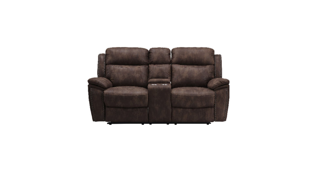 Apache Brown Faux Leather Power Reclining Sofa & Loveseat Set