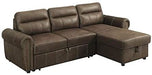 Ashton Brown Faux Leather Sectional Sofa Bed