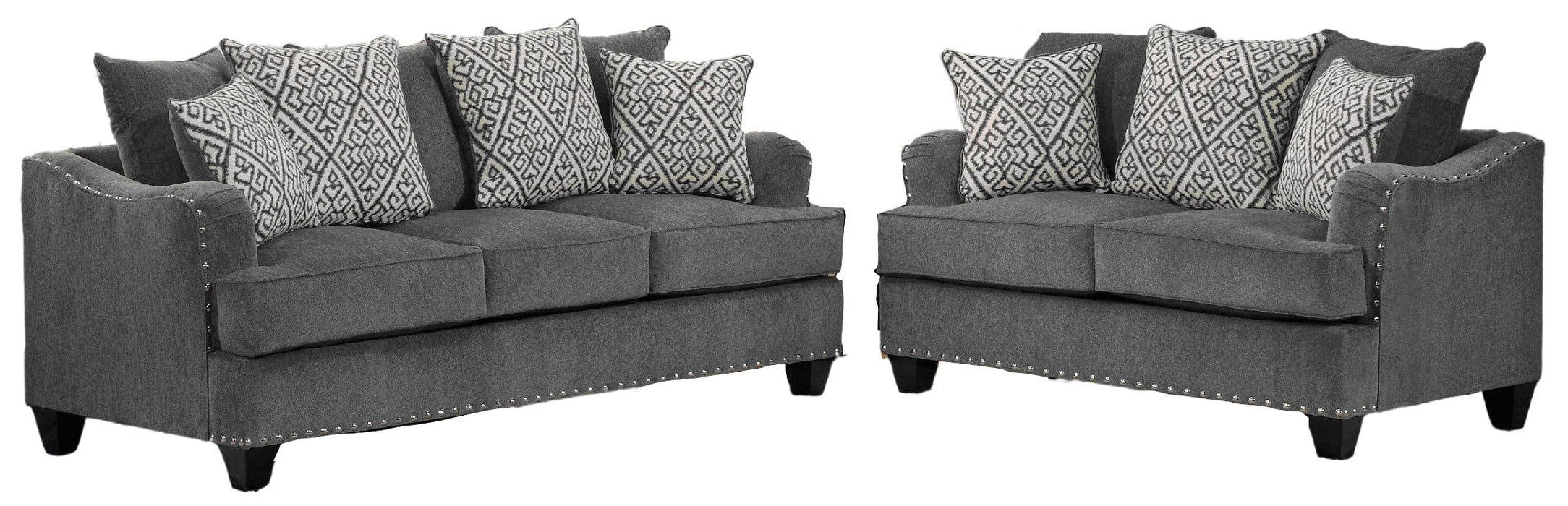 Athena Gray Fabric Sofa & Loveseat Set