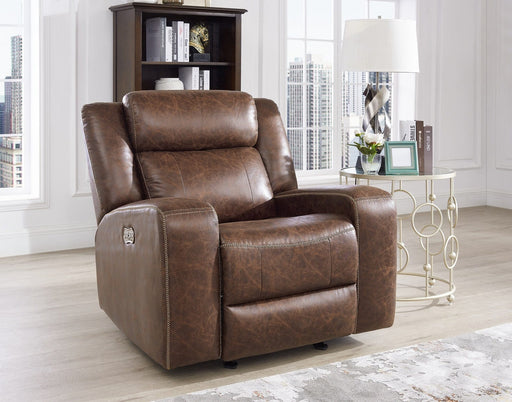 Atticus Brown Faux Leather Glider Recliner