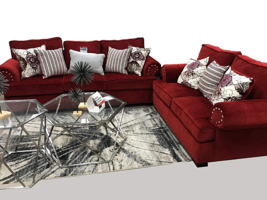 Barcelona Red Fabric Living Room Set