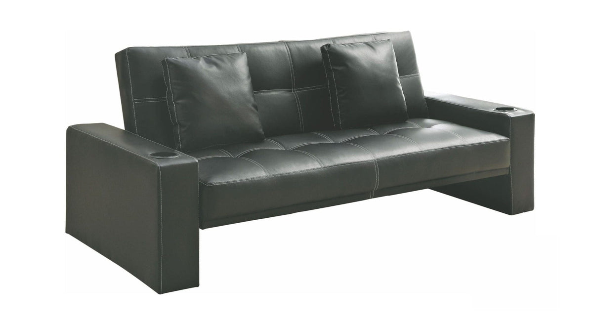 Black Faux Leather Futon Casa Linda Furniture   Black Faux Leather Futon 37383834271990 1200x648 