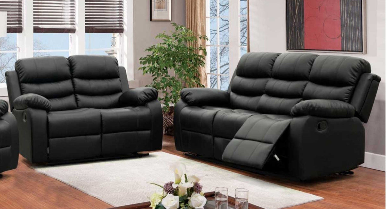 Black Faux Leather Reclining Sofa And Loveseat Set