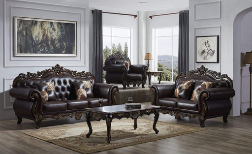 Brown Faux Leather Sofa & Loveseat Set