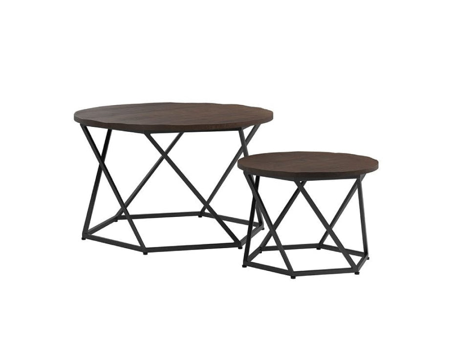 Brown Wood And Metal Nesting Tables