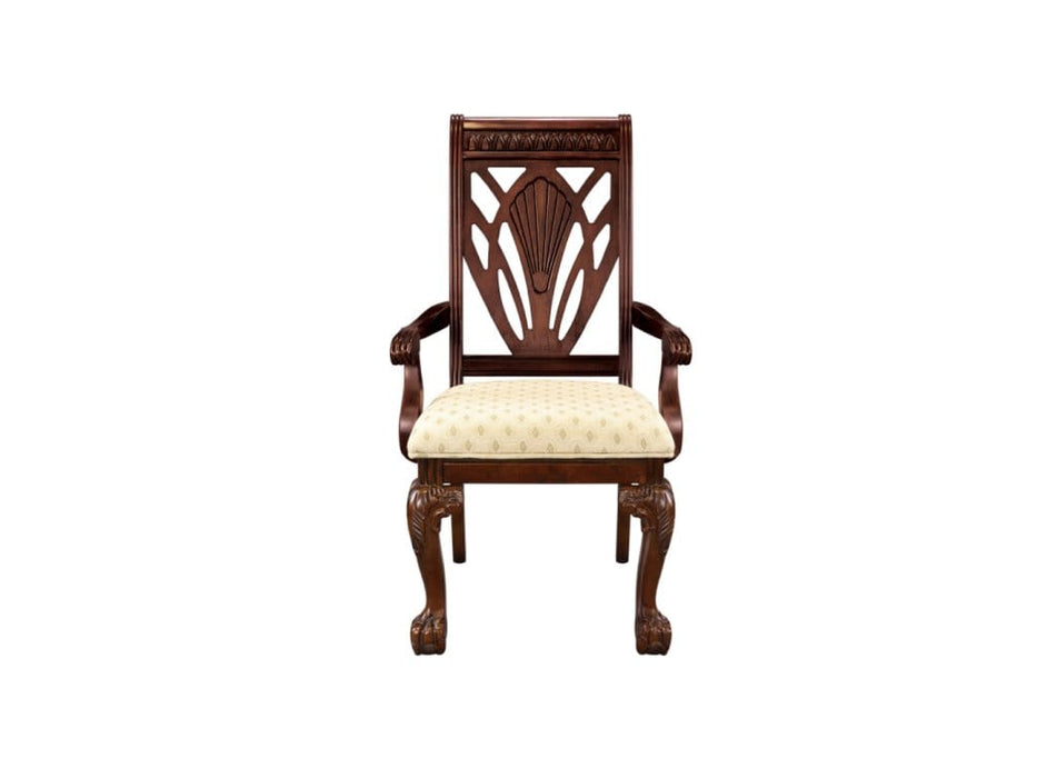 Brown Wood And Upholstered Standard Height Arm Chair