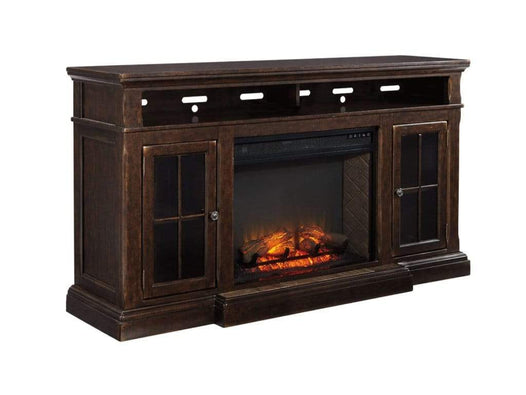 Brown Wood Fireplace TV Stand