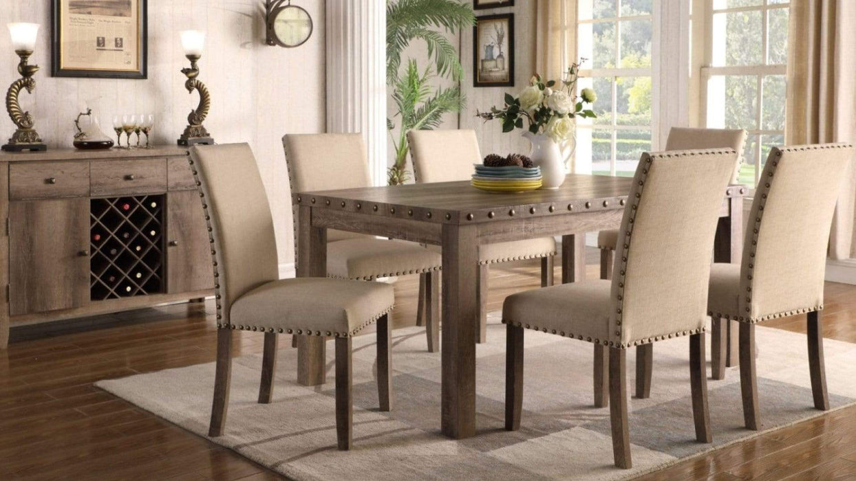 Brown Wood Standard Height 7pc Dining Table & Chair Set