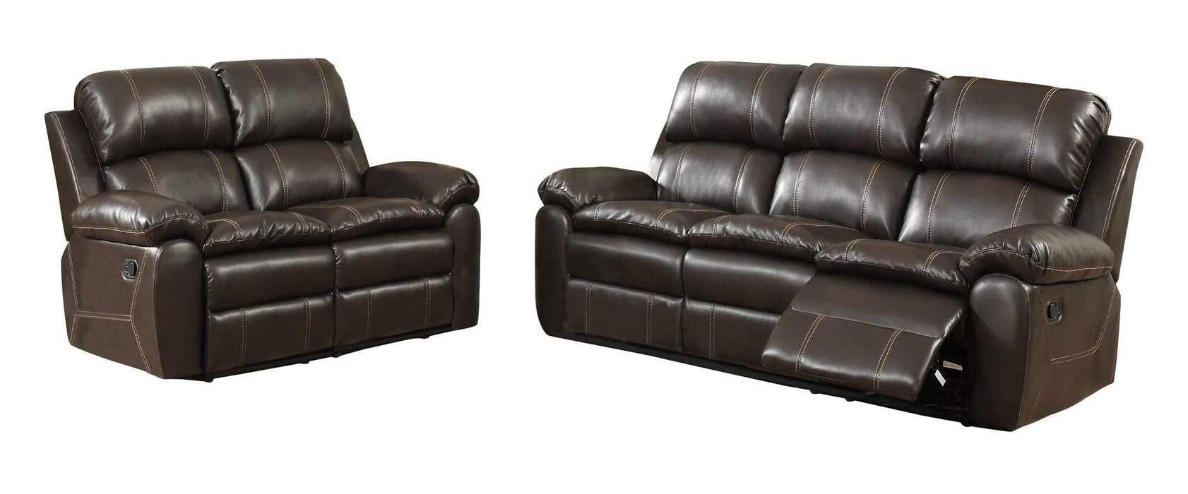 Burlington Brown Faux Leather Recliner Sofa & Loveseat Set