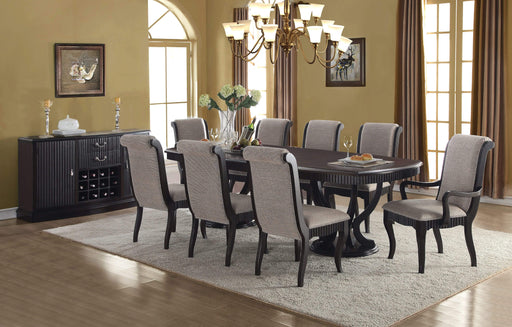 Camelot Black Wood And Upholstered Standard Height 7pc Dining Table &