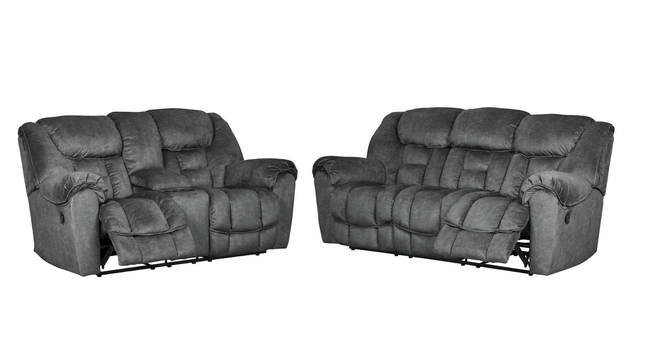 Capehorn Gray Polyester Blend Reclining Sofa And Loveseat Set