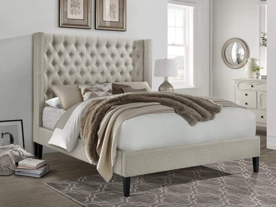 Chantilly Beige Fabric Queen Bed