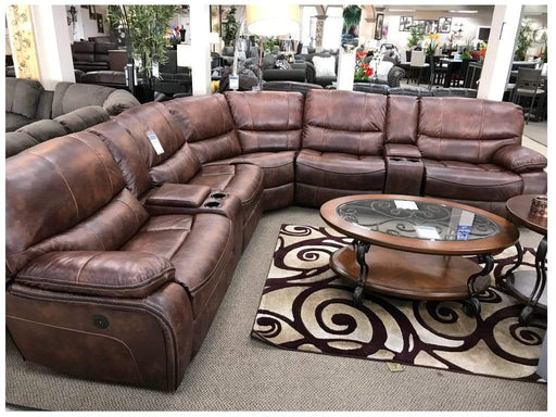Chelsea Brown Faux Leather Power Recliner Sectional Sofa