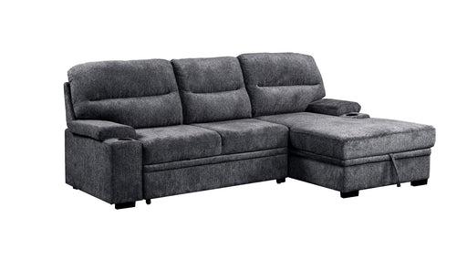 Cyril Gray Chenille Sectional Sleeper Sofa