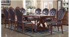 D527 Brown Wood Standard Height 9pc Dining Table & Chair Set