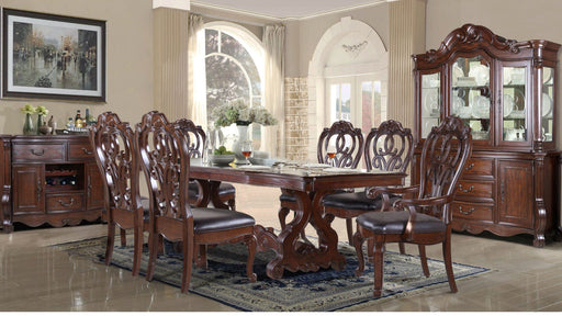 D528 Brown Wood Standard Height 7pc Dining Table & Chair Set