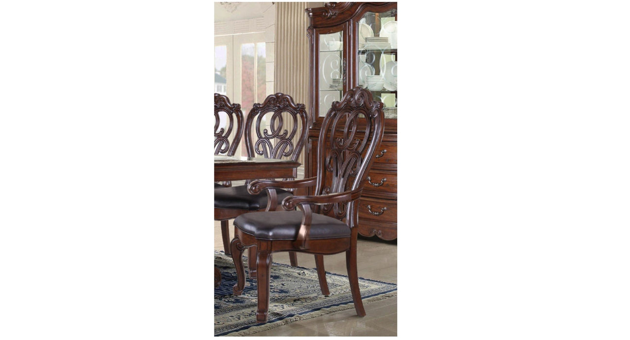 D528 Brown Wood Standard Height 7pc Dining Table & Chair Set