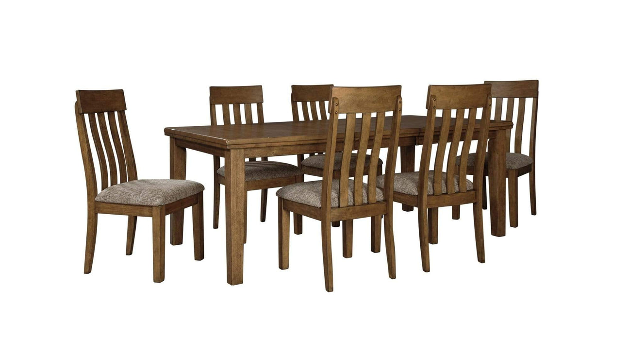 Flaybern Brown Wood Standard Height 7pc Dining Table & Chair Set