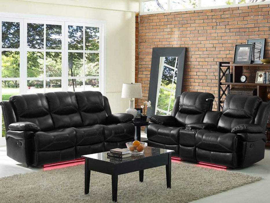 Flynn Black Faux Leather Living Room Set