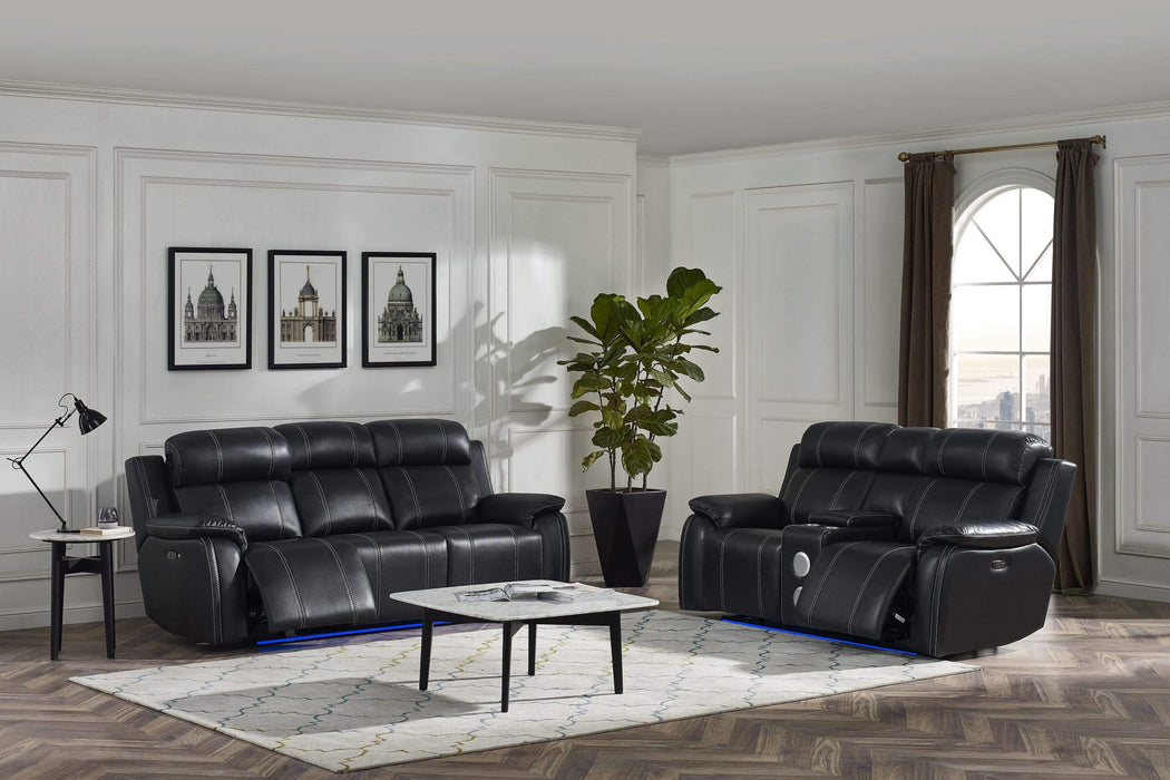 Fusion Black Polyester Blend Recliner Sofa & Loveseat Set