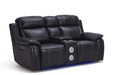 Fusion Black Polyester Blend Recliner Sofa & Loveseat Set