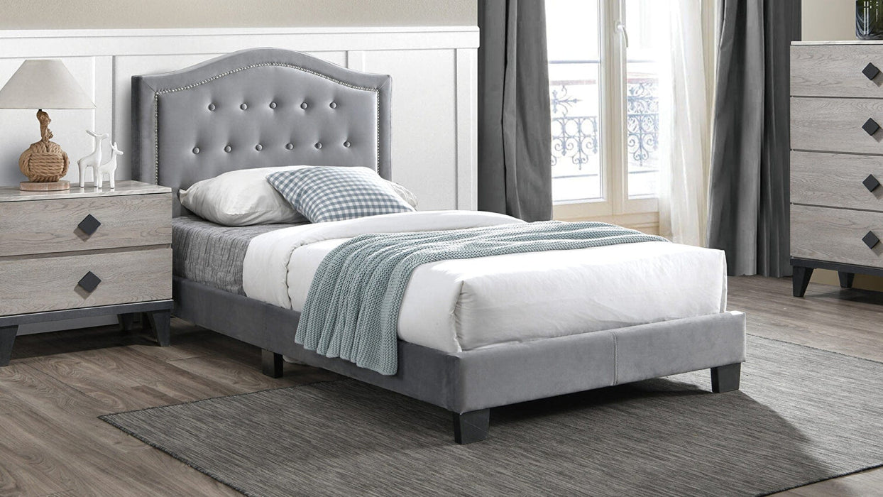 Gray Fabric Full Bed