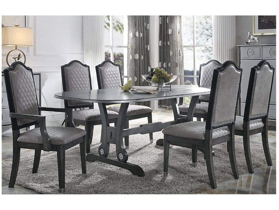 Gray Wood Standard Height 7pc Dining Table & Chair Set