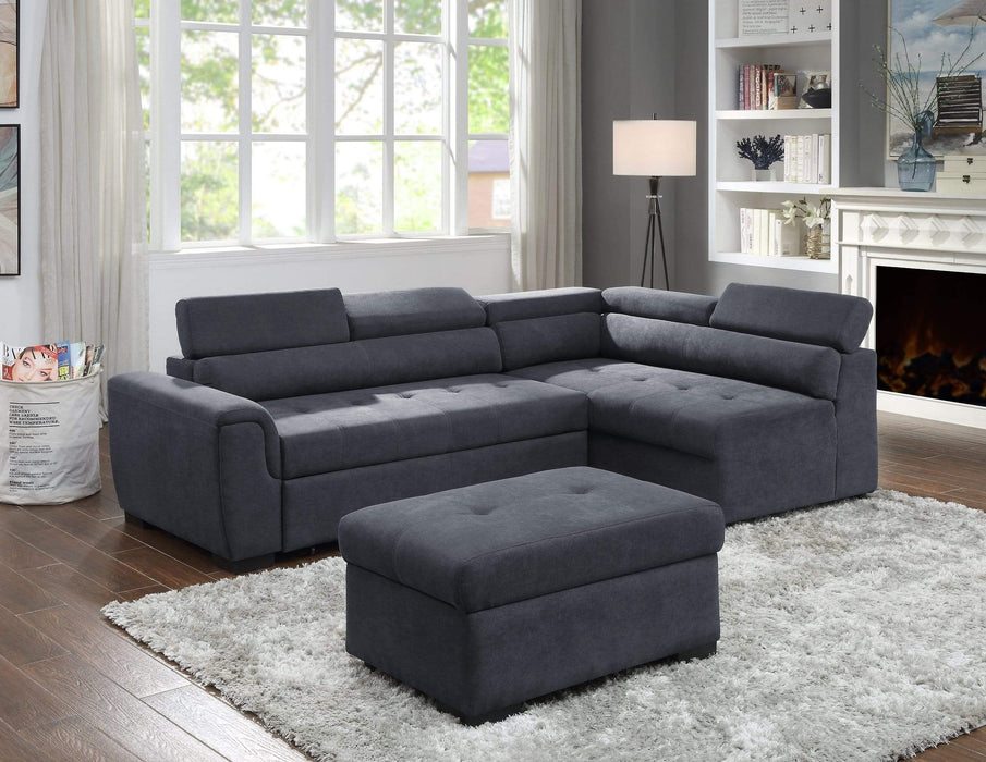 Harris Gray Cotton Blend Sectional Sleeper Sofa