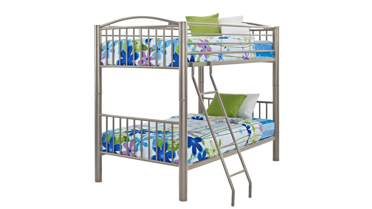 Heavy Metal Silver Metal Twin Over Twin Bunk Bed