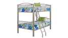 Heavy Metal Silver Metal Twin Over Twin Bunk Bed