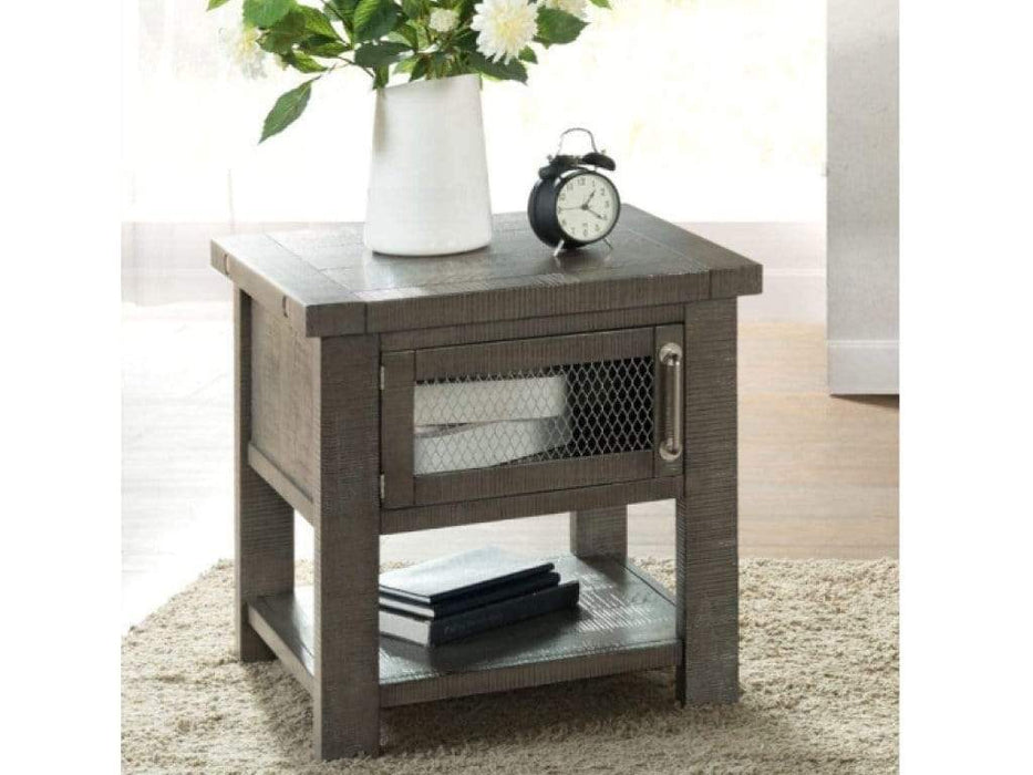 Industrial Charm Gray Wood And Metal End Table