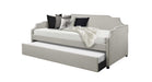 Khaki Beige Linen Blend Twin Day Bed With Trundle