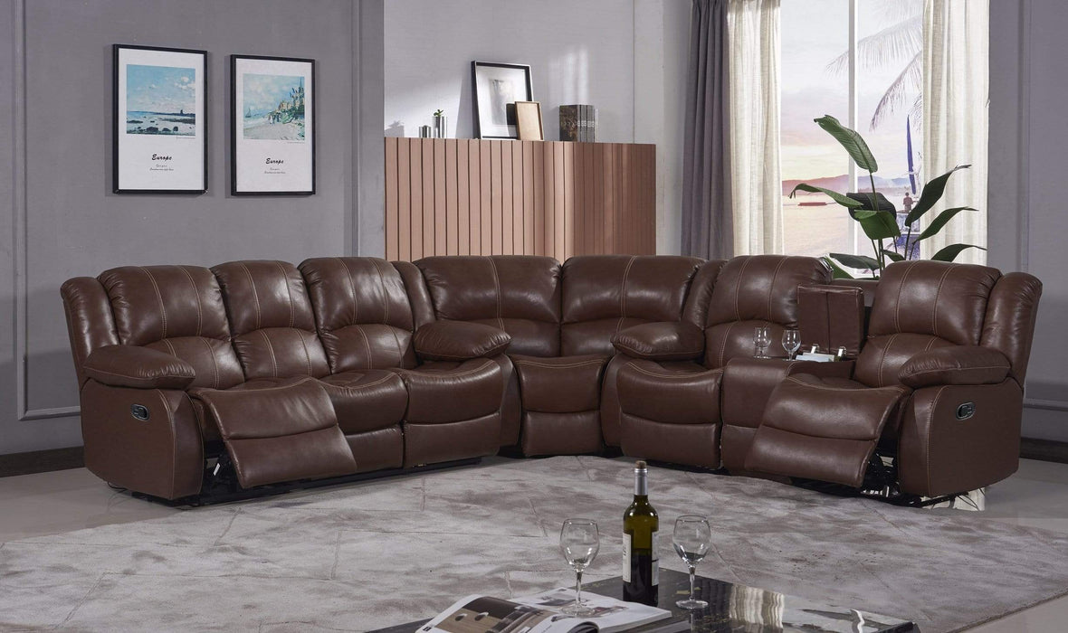 Kori Brown Leather Match Reclining Sectional