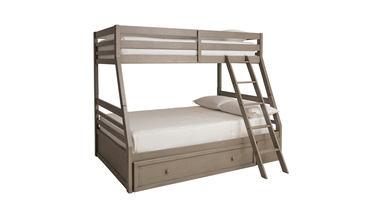 Lettner Gray Wood Twin Over Full Bunk Bed & Under Bed Storage