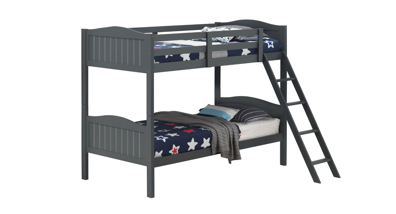 Littleton Gray Wood Twin Over Twin Bunk Bed