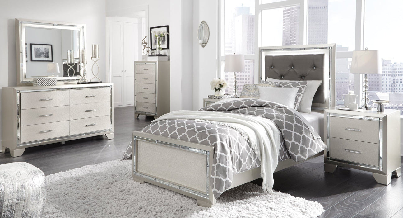 Lonnix Silver Wood And Upholstered Twin Bed