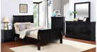 Louis Philippe Black Wood Twin Bedroom Set
