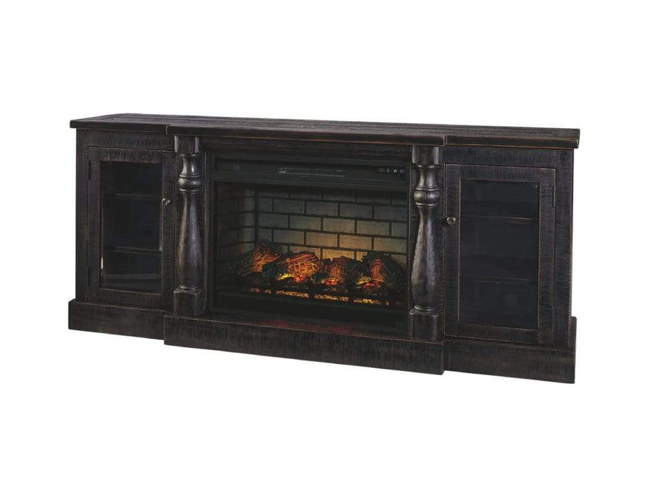 Mallacar Black Wood Fireplace TV Stand