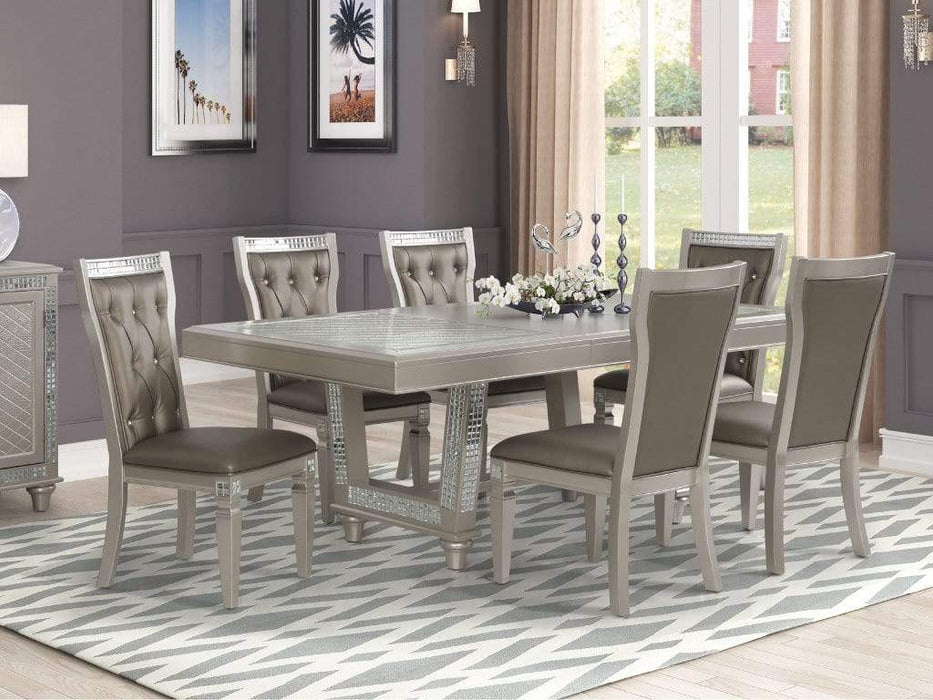 Mare Silver Wood Standard Height 7pc Dining Table & Chair Set